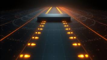 Futuristic healthcare platform on glowing pathway with AI neural patterns.